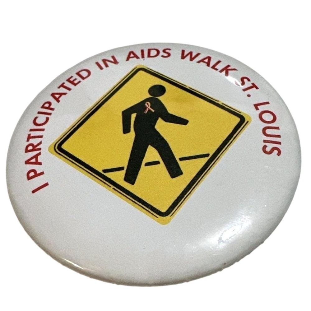VTG I Participated In AIDS Walk St Louis Pinback Button Awareness Ribbon 2.25in